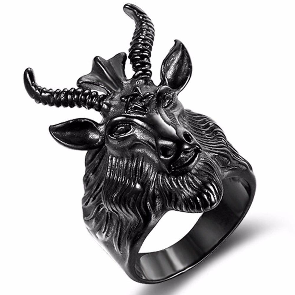 Satan Ram Goat Ring - Gothic Halloween Jewelry