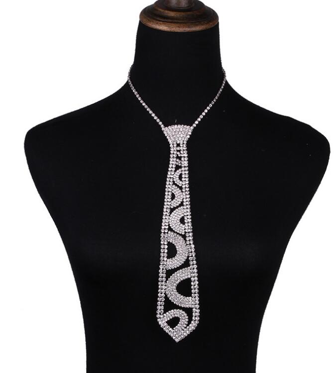 Harajuku Style Rhinestone Tie Shaped Maxi Necklace