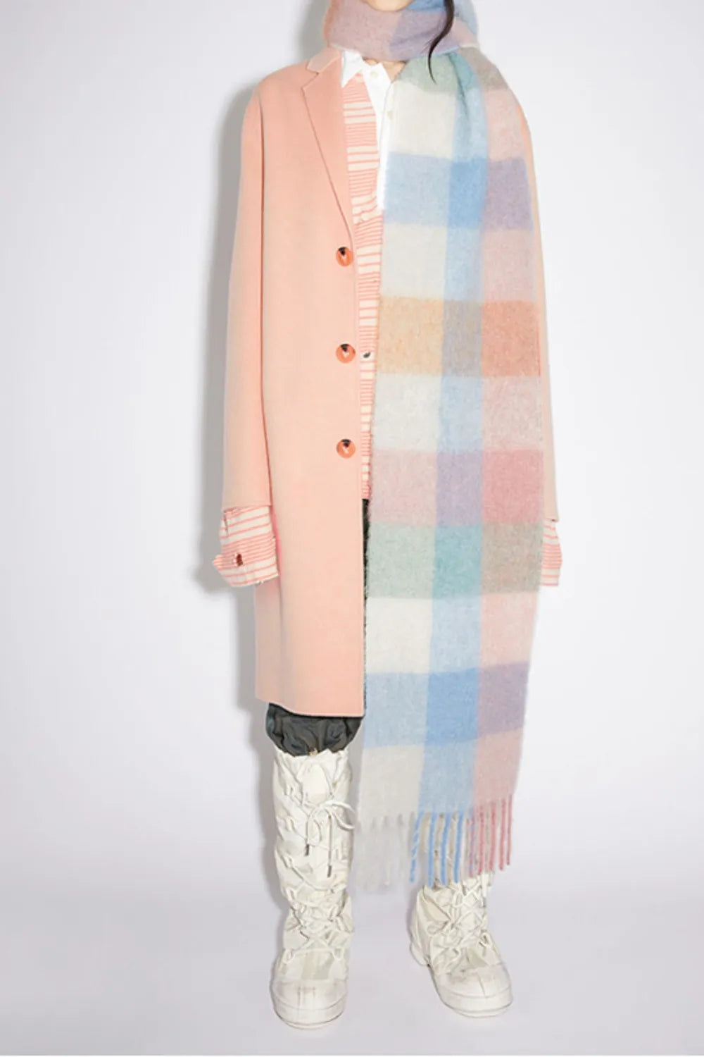 Harajuku Thermal Fringe Plaid Scarf