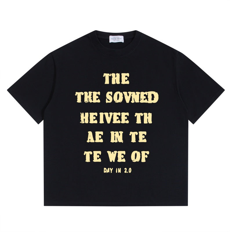 Unisex Harajuku Style Letter Printed Round Neck T-Shirt