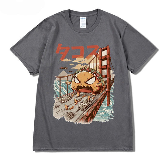 Harajuku Style Playful Rice Roll Graphic Tee for Men