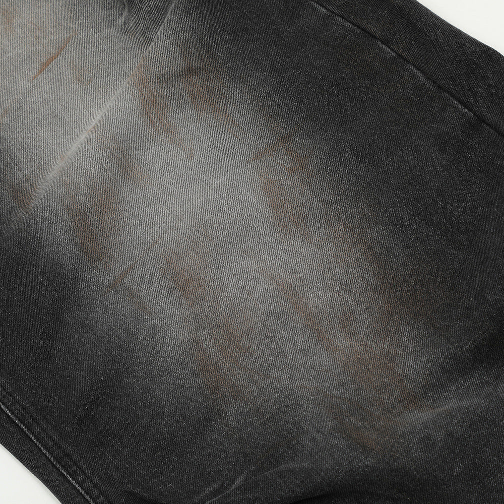 Harajuku Style Washed Denim Tapered Pants for Men