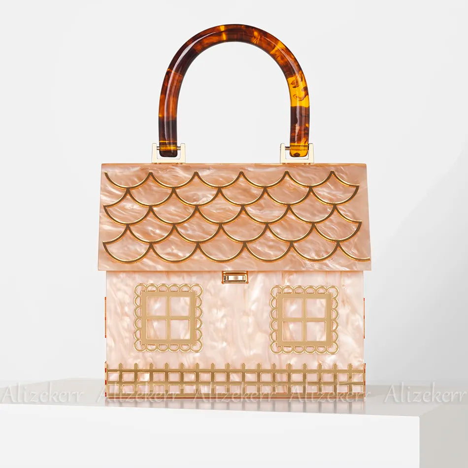 Luxury Harajuku Style Evening Clutch Bag - House Shaped