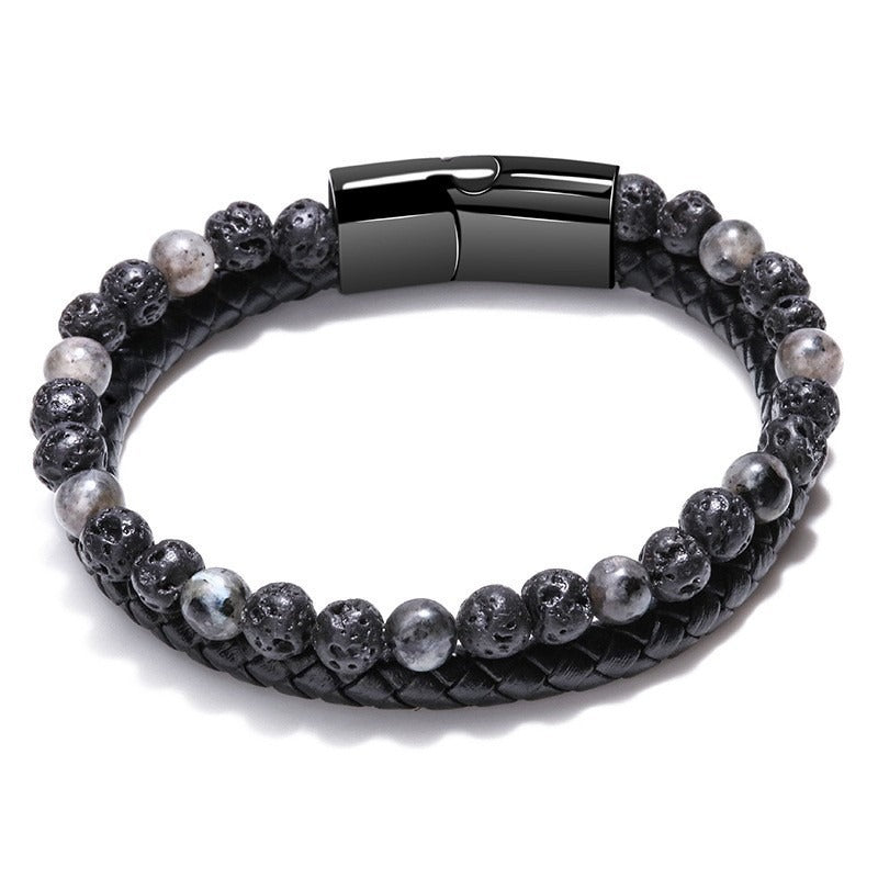 Volcanic Tiger Eye Beaded Bracelet - Harajuku Style