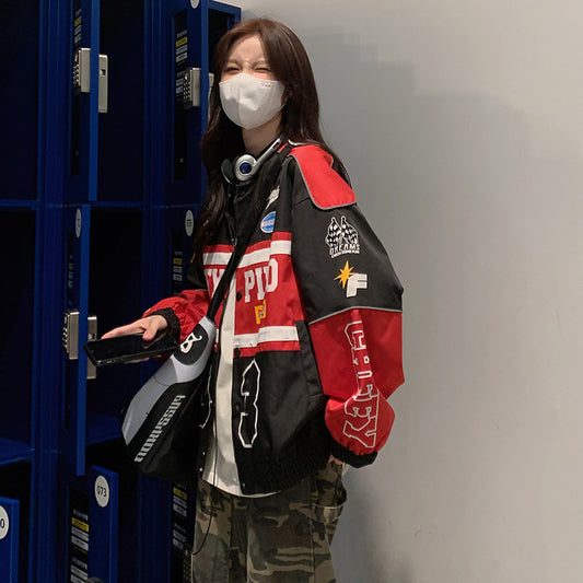 Harajuku-Inspired American Retro Motorcycle Baseball Jacket