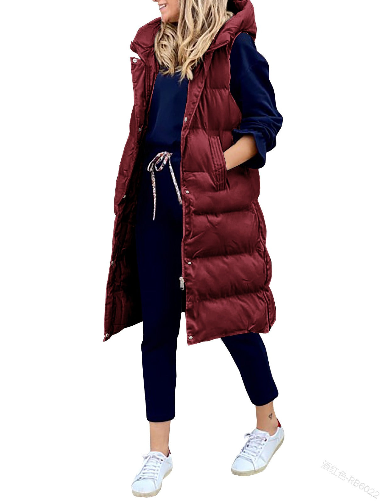 Solid Hooded Long Cotton Vest - Casual Harajuku Fashion