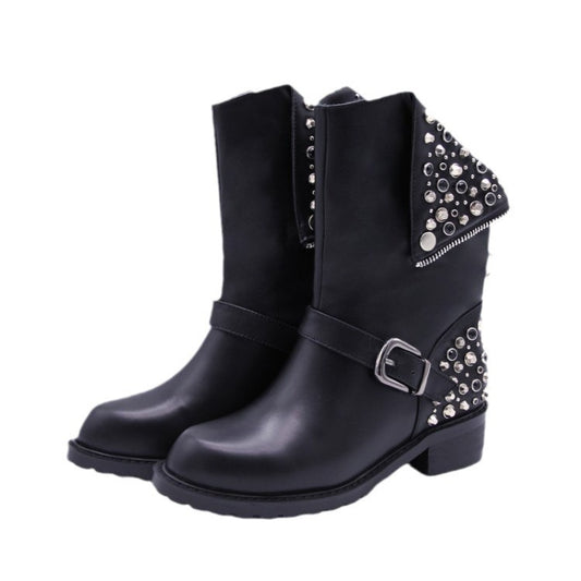 Rivet Punk Women's Leather Boots and Shoes