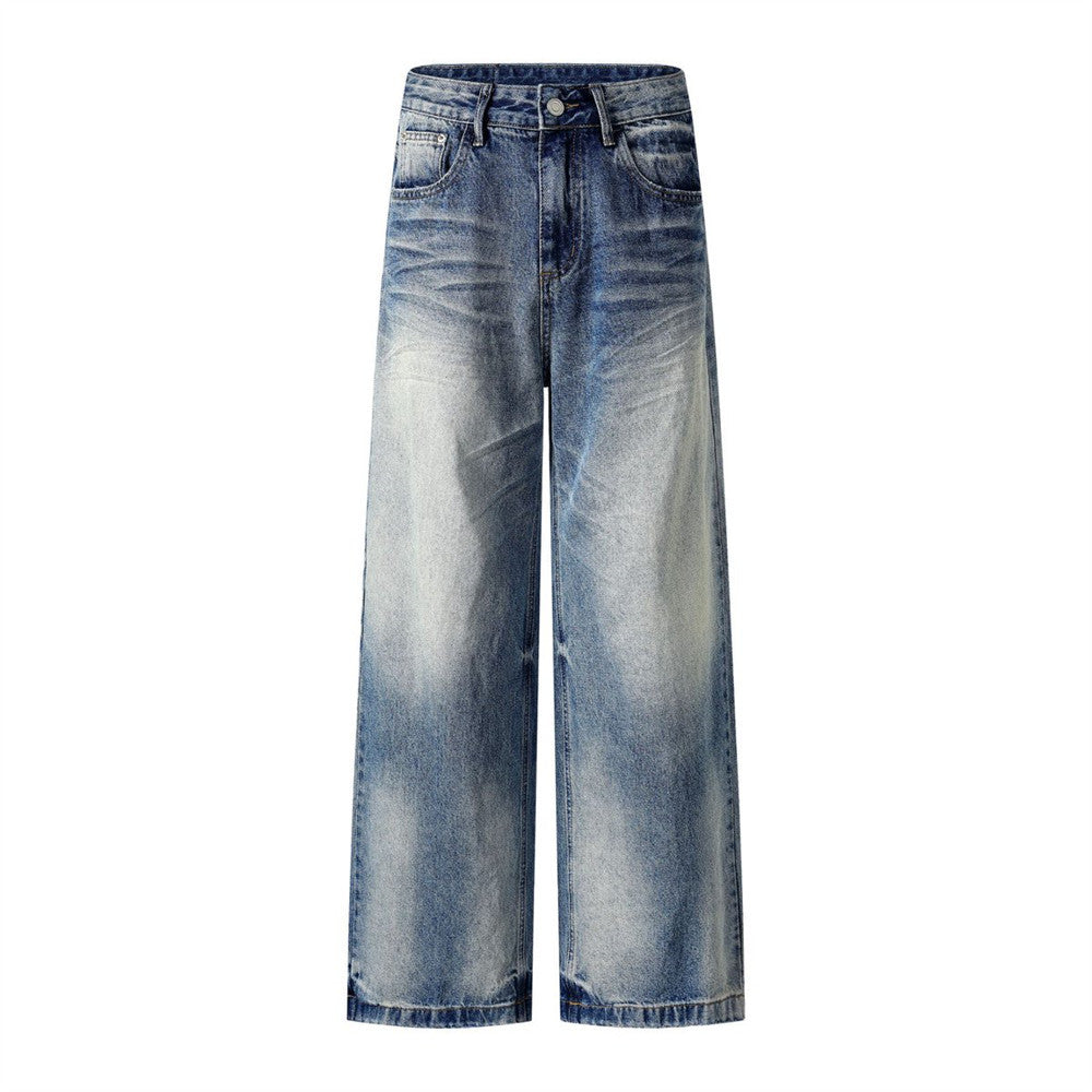 Vintage Faded Denim Punk Dad Trousers - Casual Street Style