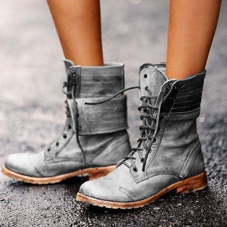 Retro Women's Leather Lace-Up Knight Boots