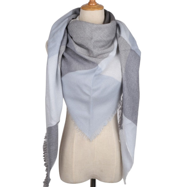 Harajuku Style Winter Triangle Scarf - Cashmere Plaid Shawl