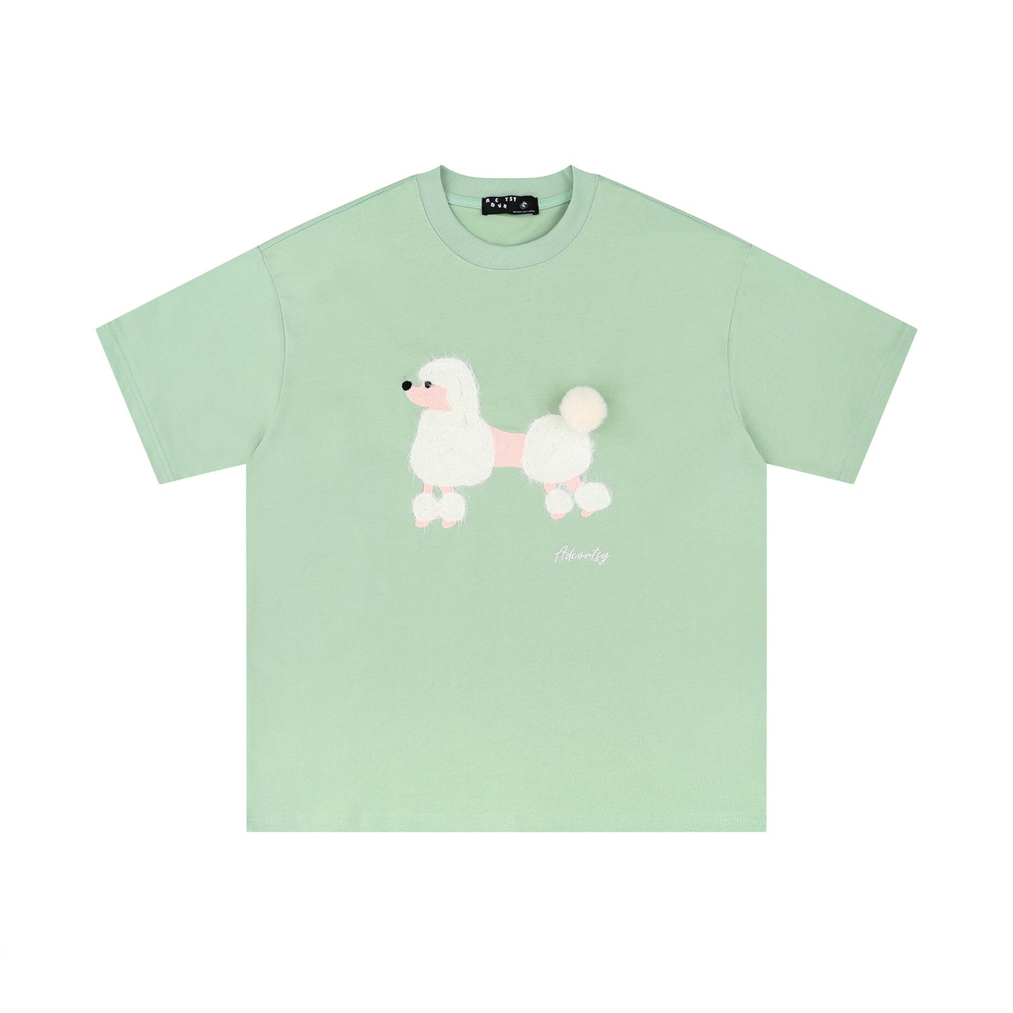 Retro Fuzzy Dog Print Short Sleeve T-Shirt for Men