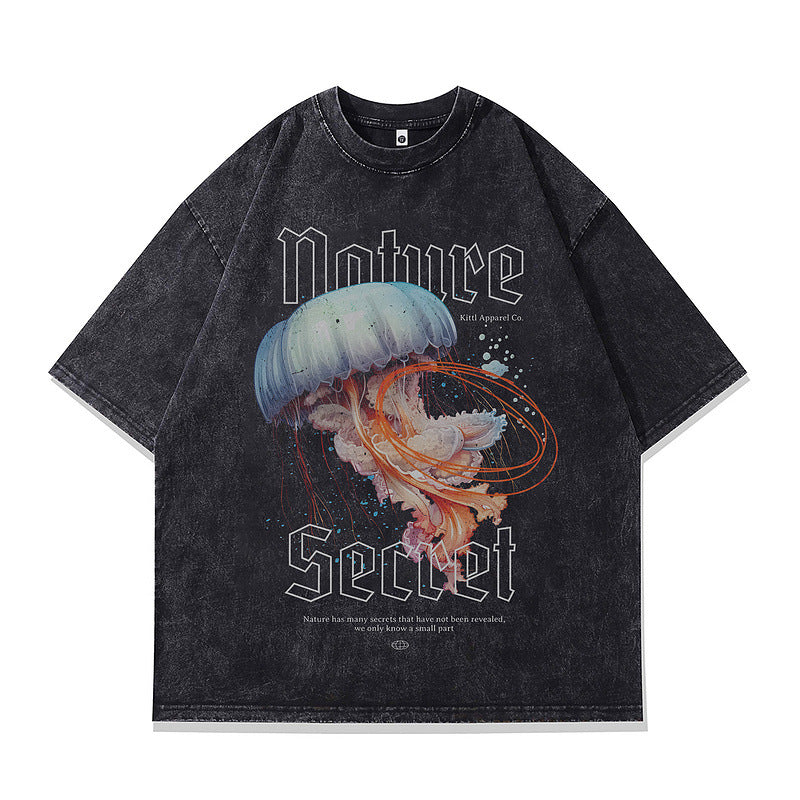 Vintage Harajuku Style Pure Cotton T-Shirt for Men