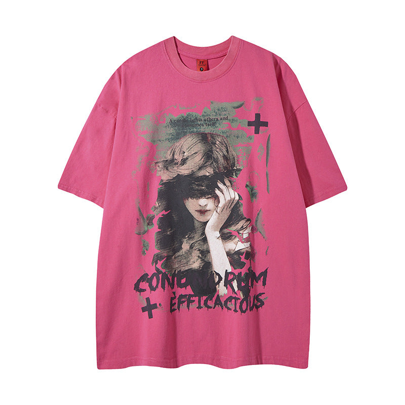 Harajuku Style Vintage Graphic Print T-Shirt for All