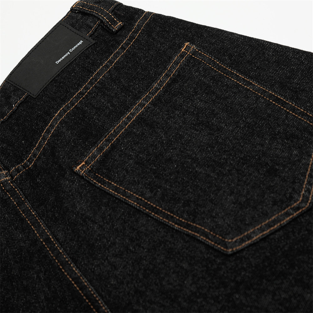 Men's Color Block Turn-up Straight Jeans Shorts - Harajuku Style