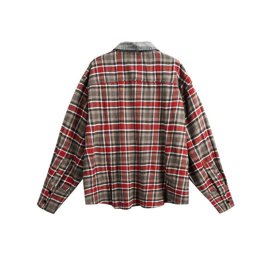 Vintage Plaid Long Sleeved Shirt - Unisex Harajuku Style
