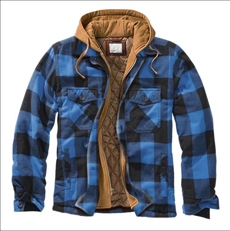Men's Harajuku Plaid Jacket - Cotton 3D Printed Coat