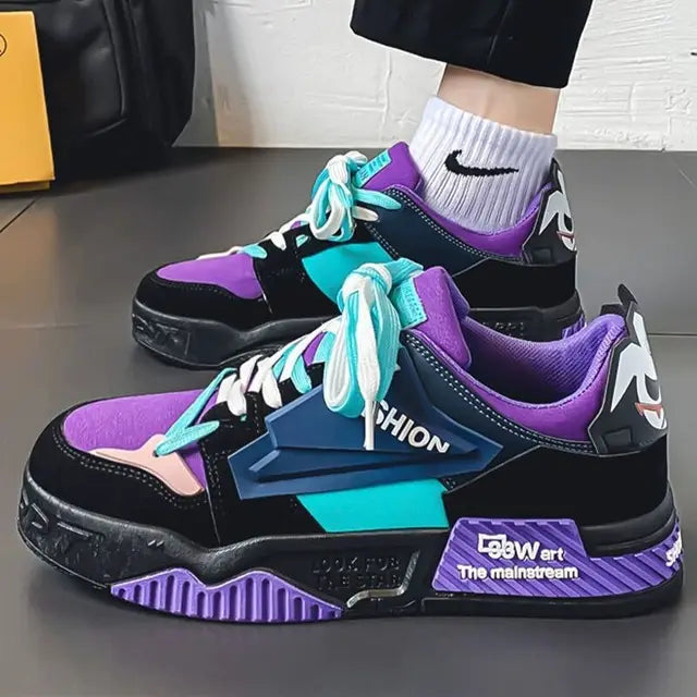 Harajuku Style Men's Playful Sneakers - Casual Skate Shoes