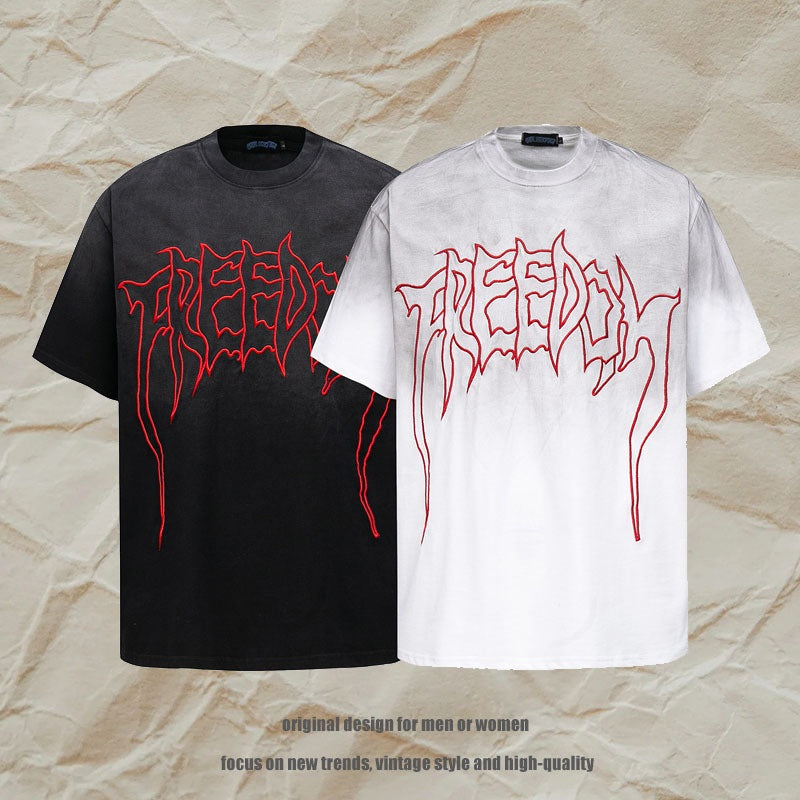 Men's Harajuku Punk Spray Dye T-Shirt - Casual Loose Fit