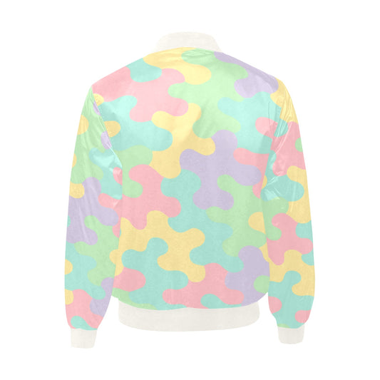Harajuku Pastel Rainbow Camo Bomber Jacket