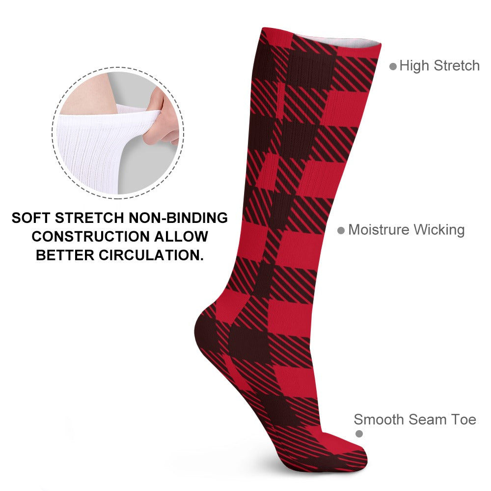 Red Black Checkerboard Lumberjack Breathable Stockings