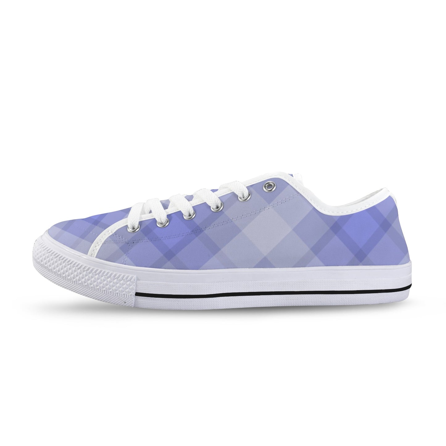 Light Blue Plaid Low Top Women's Shoes