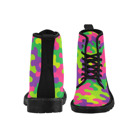 Men's Harajuku Rainbow Camo Lace Up Canvas Boots