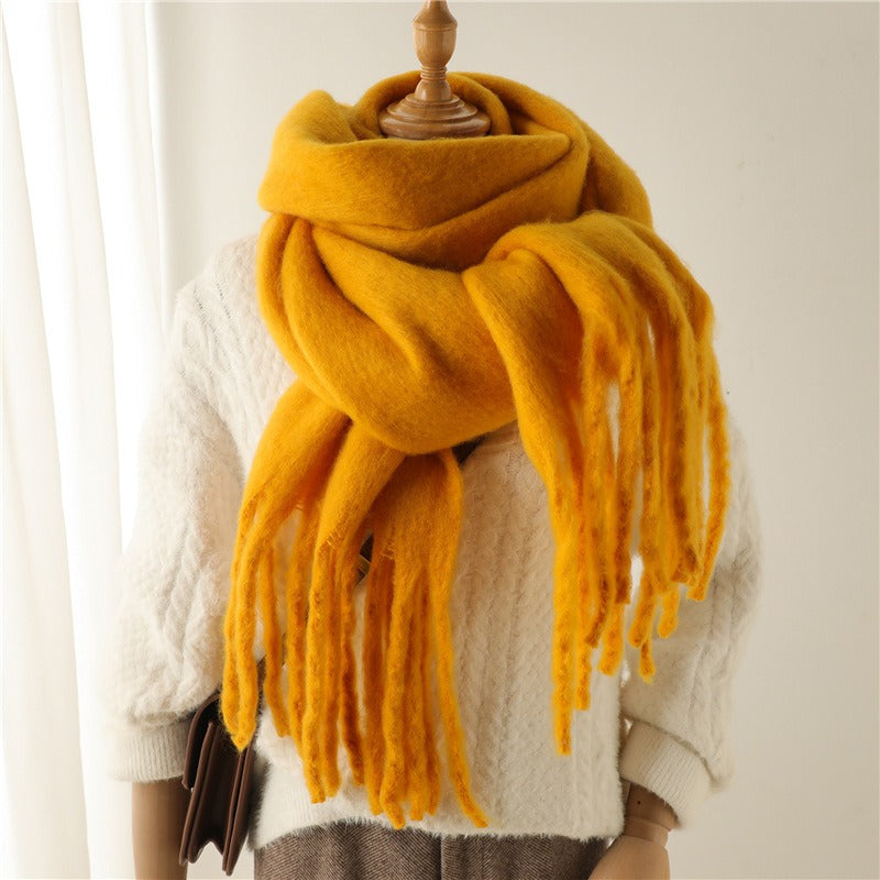 Versatile Mohair Scarf with Tassels for Harajuku Style