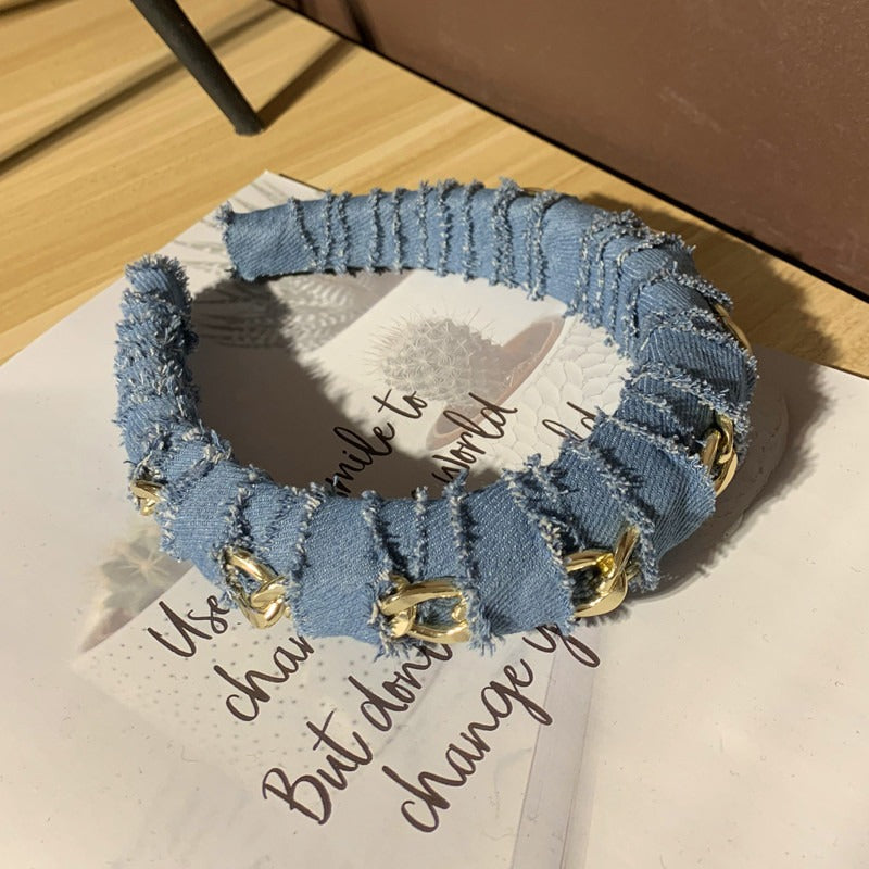 Chain Denim Headband