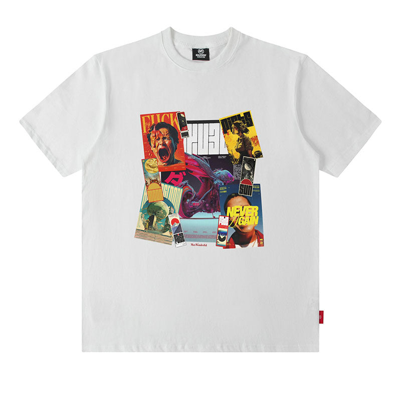 Flame Print Oversize Cotton T-Shirt for Men