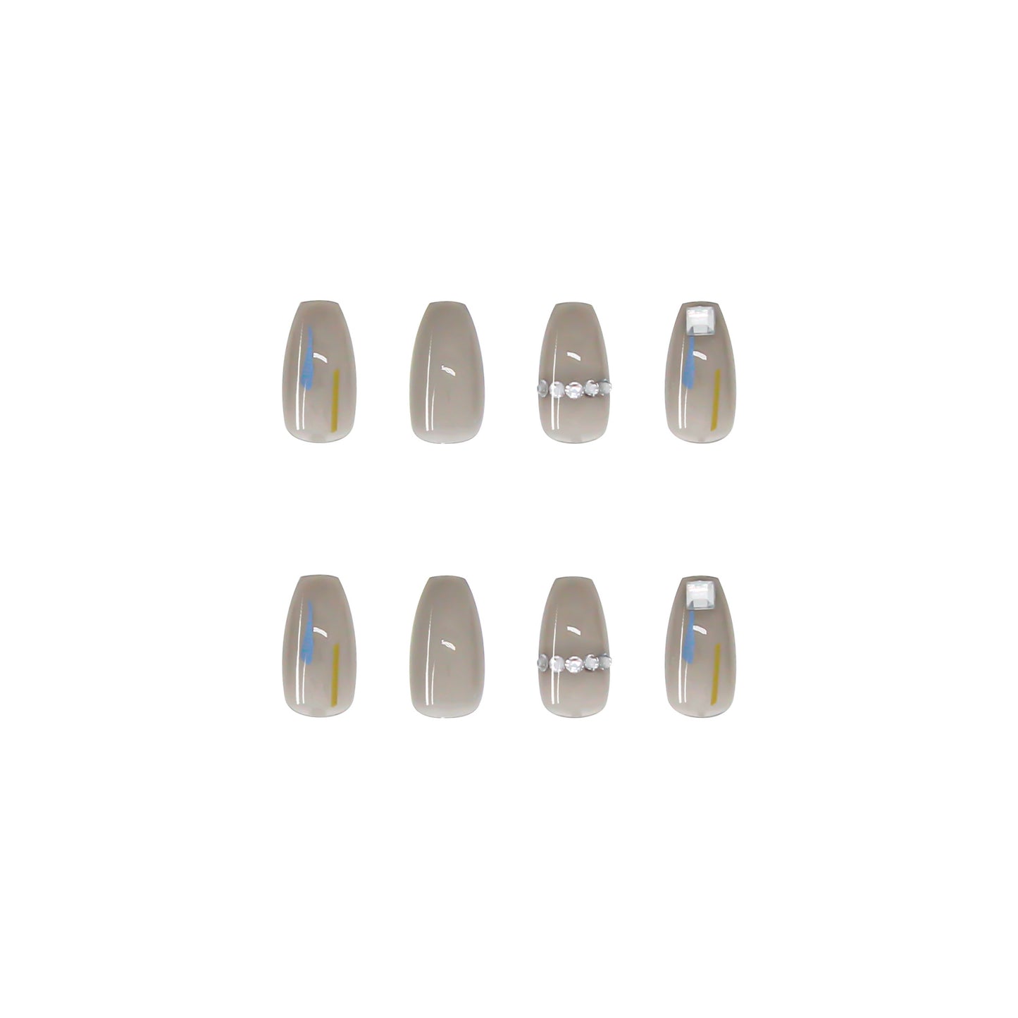 Transparent Gray High-End Square Drill Fake Nails