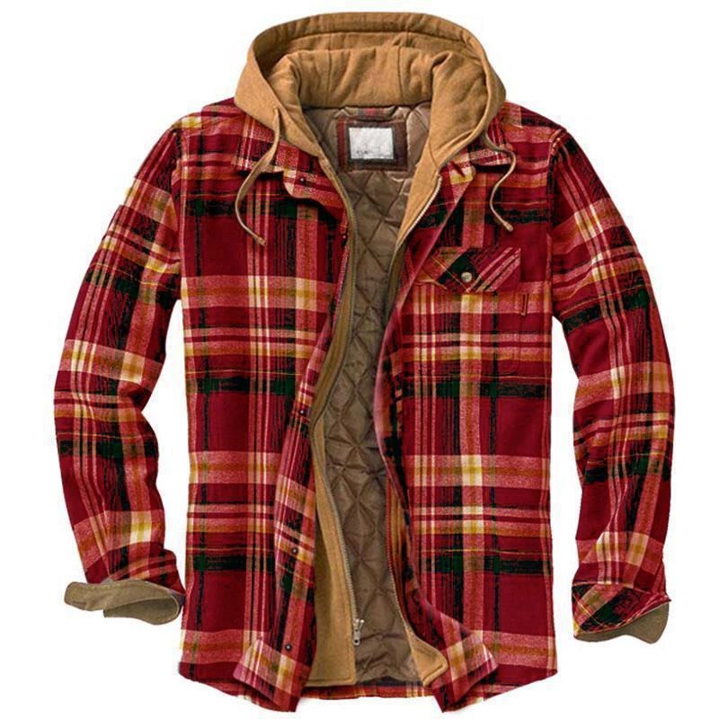 Men's Harajuku Plaid Jacket - Cotton 3D Printed Coat