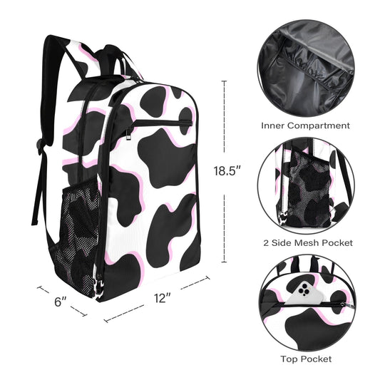 Black and Pink Cow Pattern Backpack