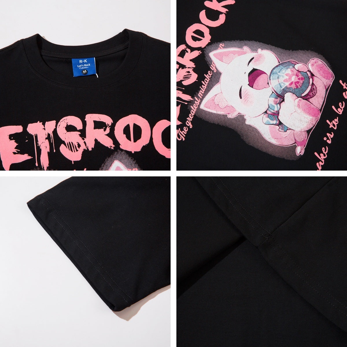 Retro Cartoon Cat Print Tee - Harajuku Style