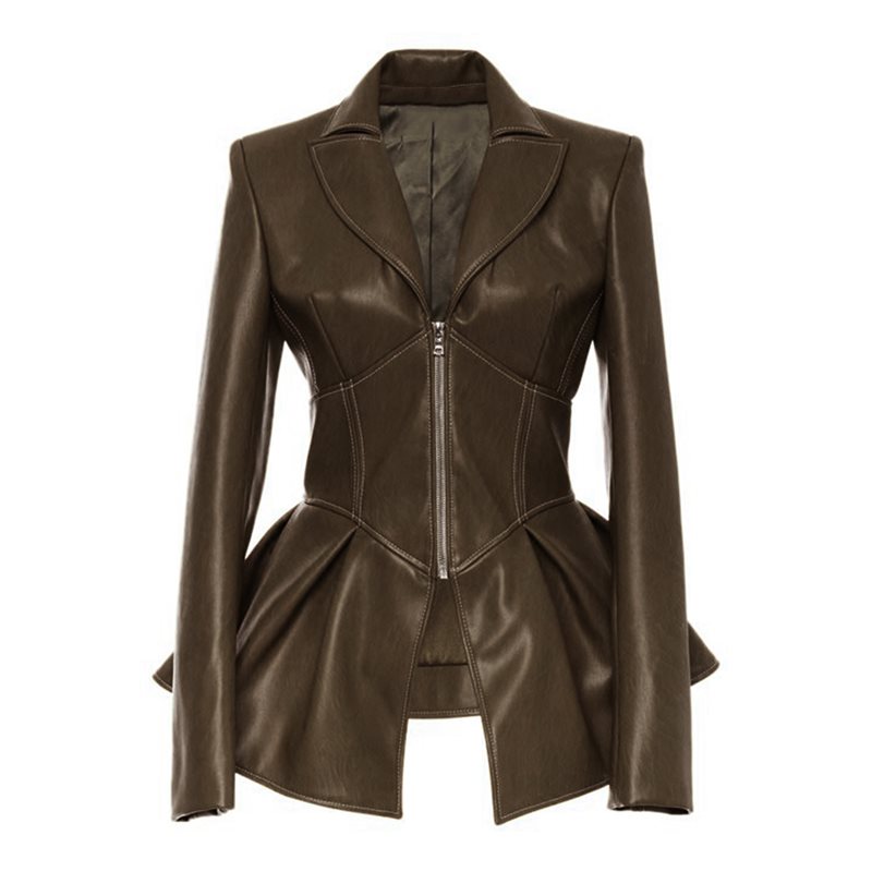 Harajuku Style Black Gothic Faux Leather Jacket for Women