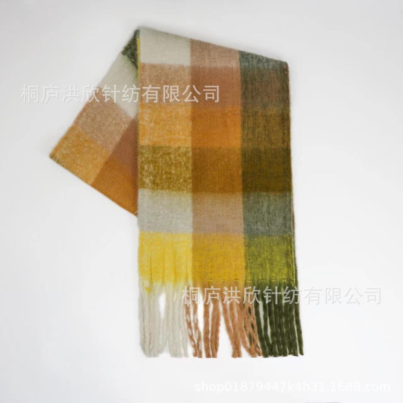 Rainbow Plaid Tassel Scarf for Autumn & Winter