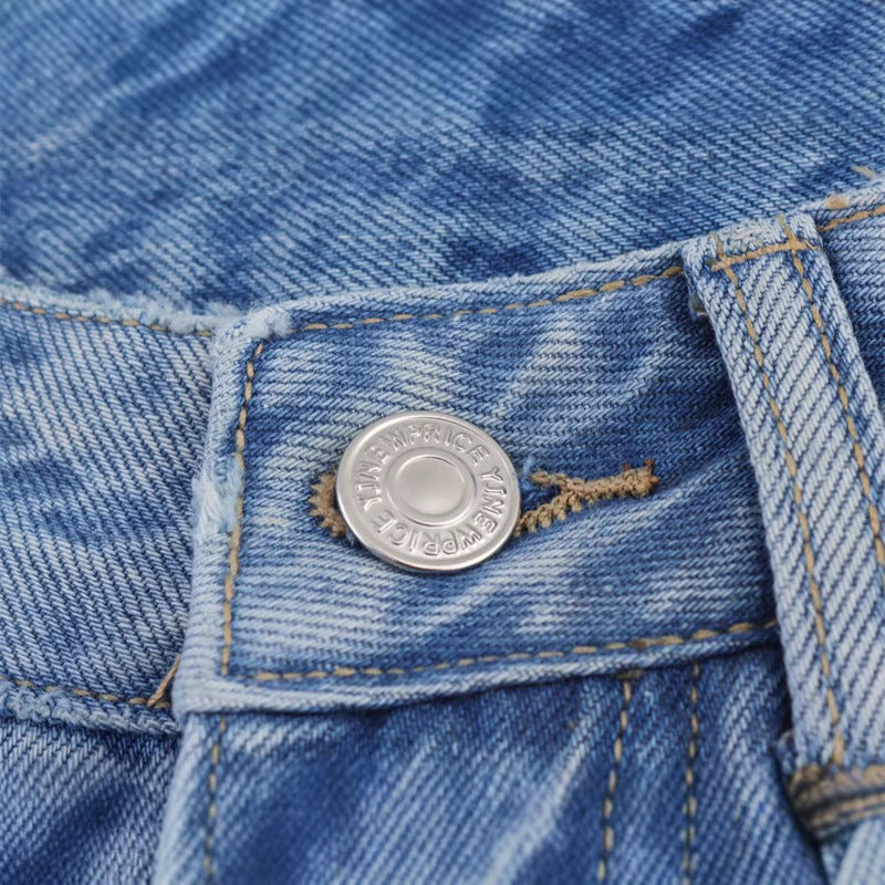 Harajuku Style Rhinestone Decorated Vintage Denim Pants