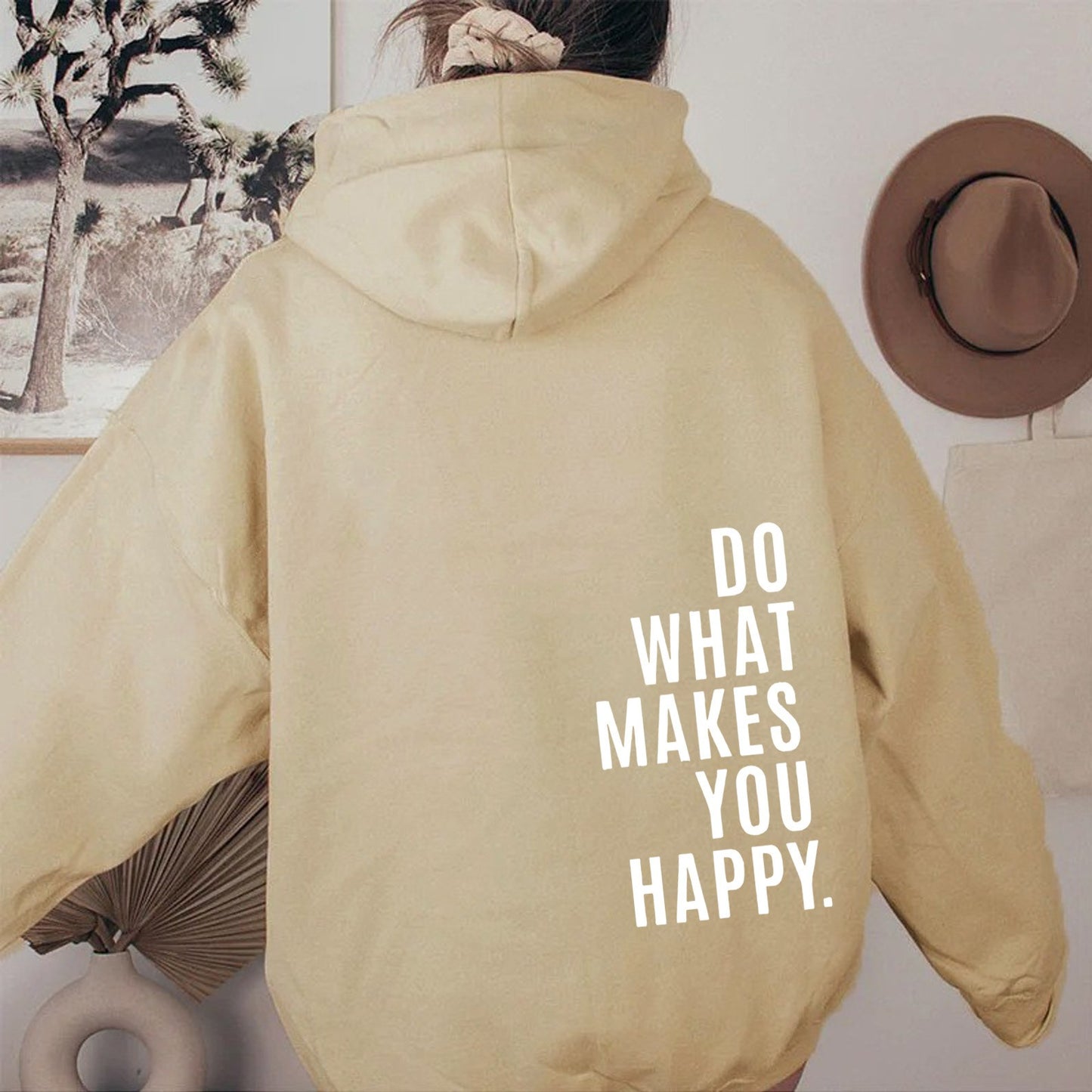 Do What Makes You Happy Dropped Shoulder Hoodie