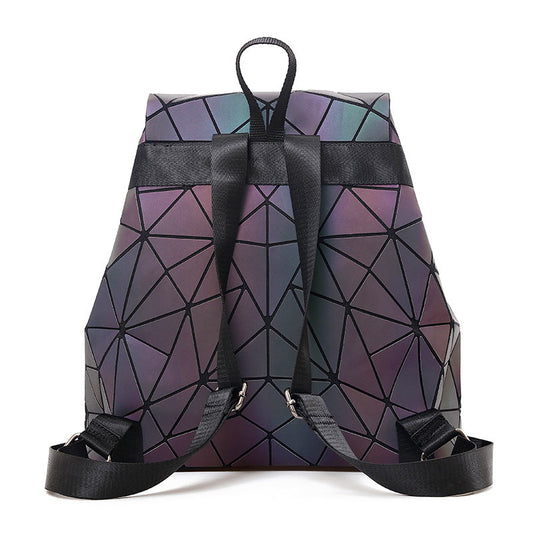 Luminous Geometric Plaid Sequin Backpack for Women