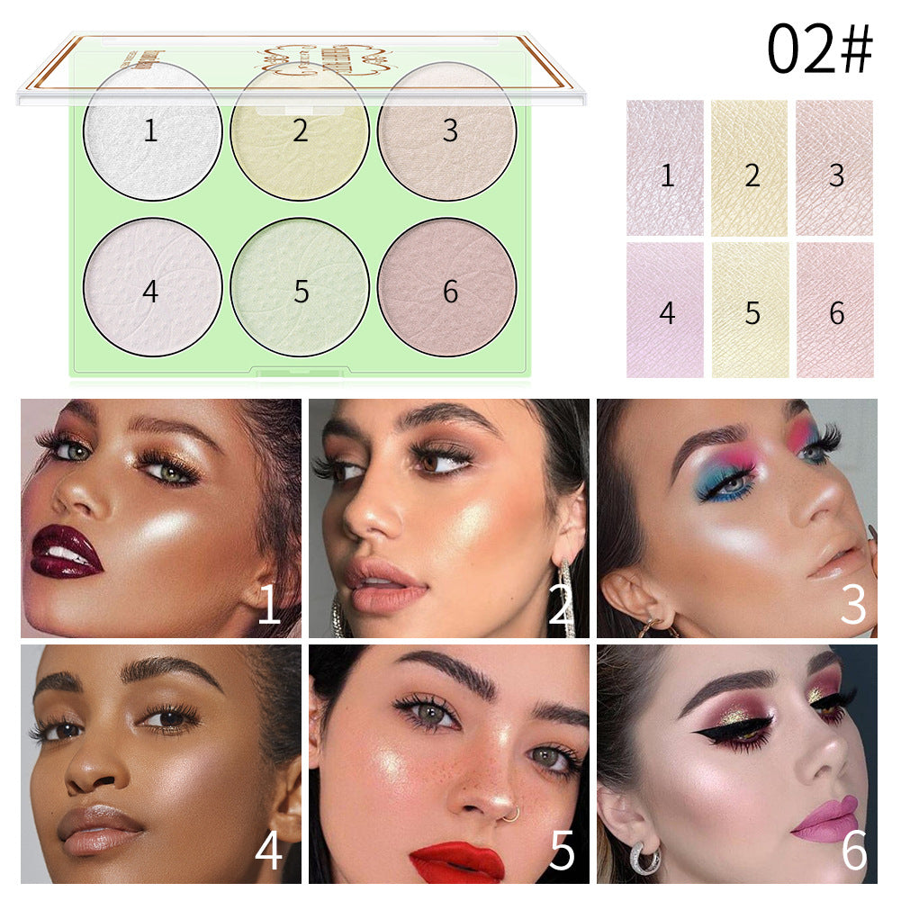 6-Color Highlighter Pearl Brightening Repair Palette