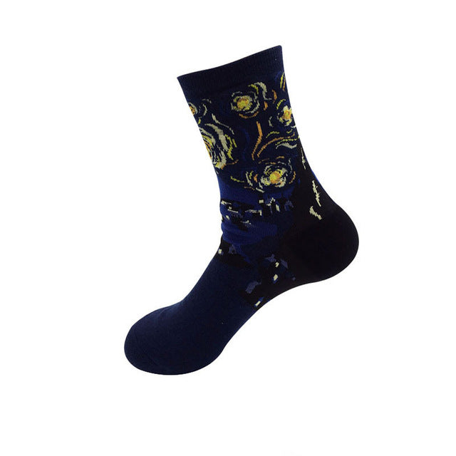 3D Retro Starry Night Art Socks – Unisex Funny Vintage Design