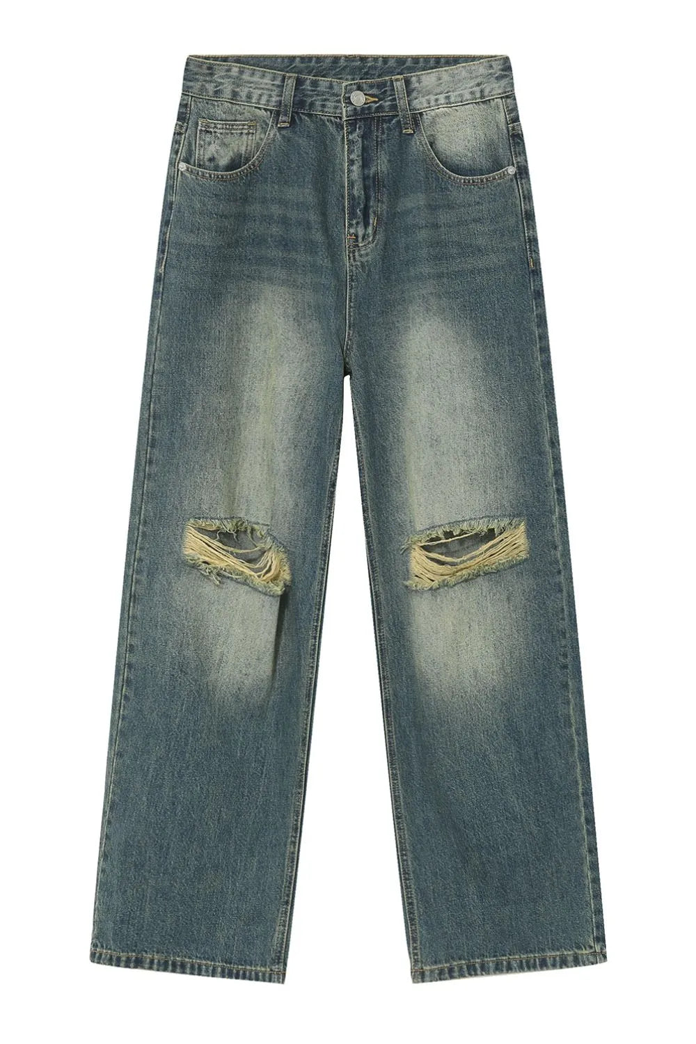 Distressed Wide Leg Jeans - Harajuku Style