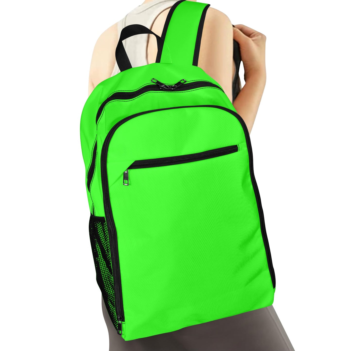 Lime Green All Over Print Leisure Sports Backpack