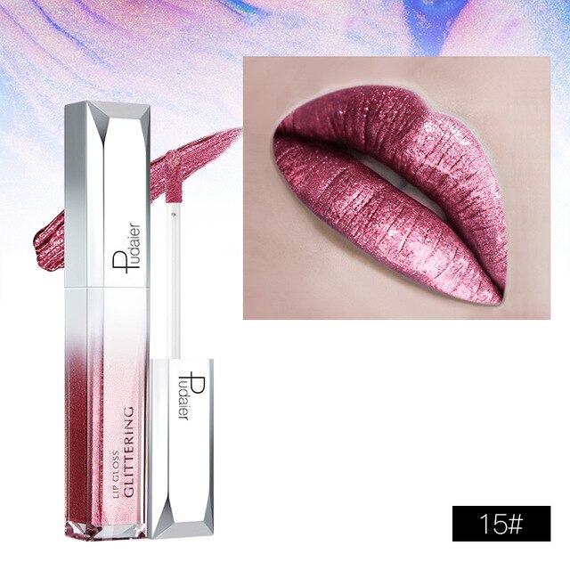 Metallic Glitter Shine Full Color Lipstick - 18 Shades