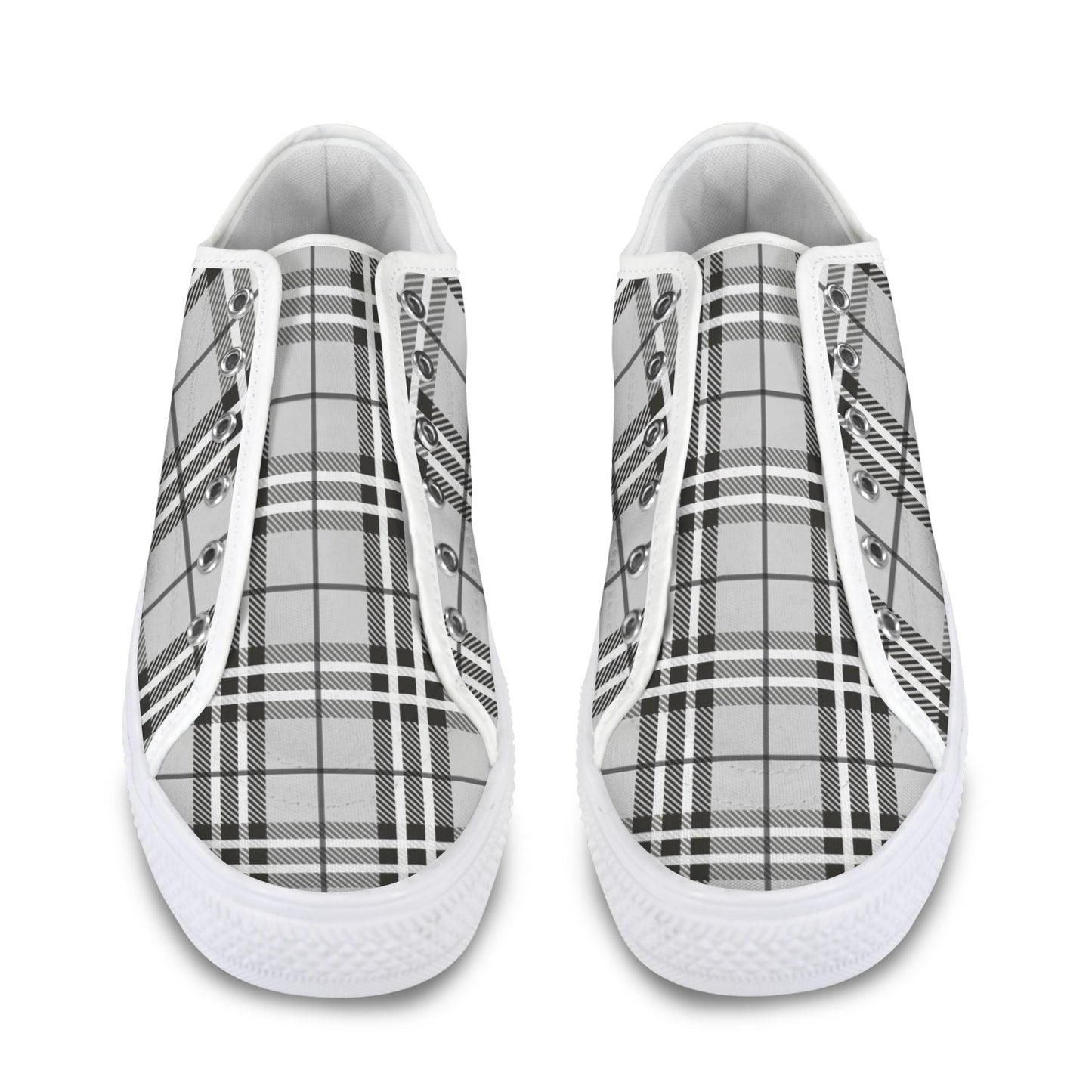 Black and White Plaid Low Top Women's Shoes