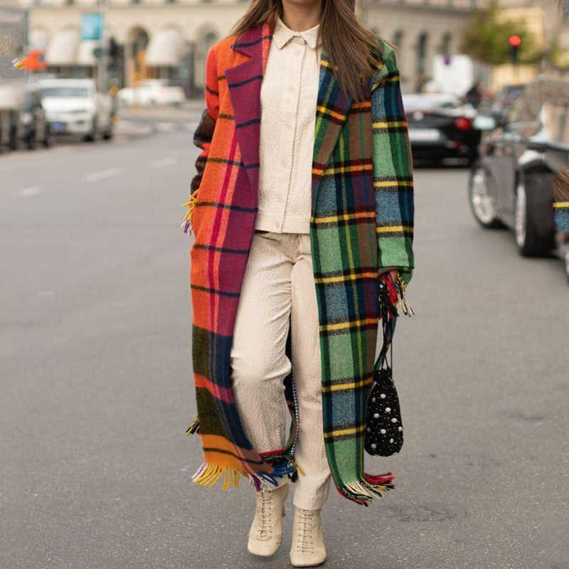 Playful Printed Hooded Woolen Coat for Women