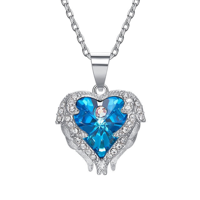 Harajuku Style 925 Sterling Silver Angel Necklace with Swarovski Crystals