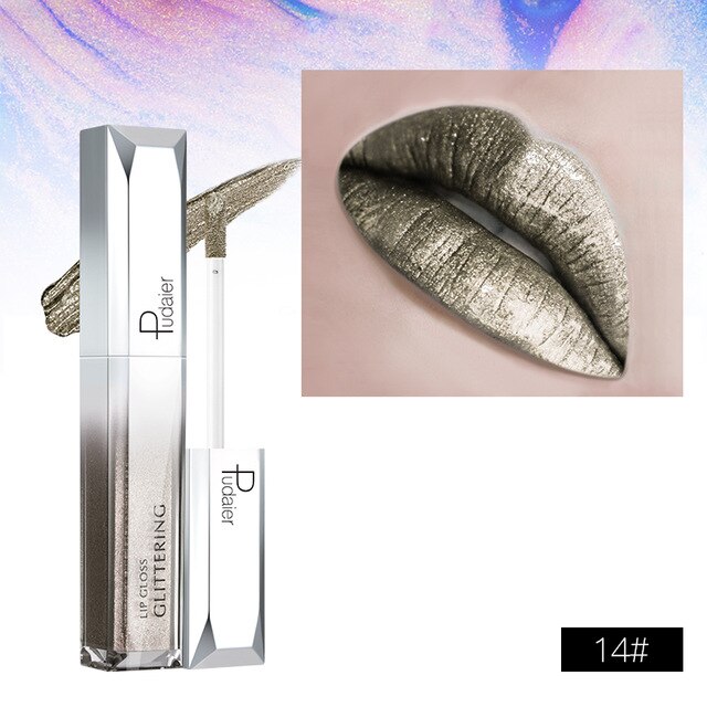Metallic Glitter Shine Full Color Lipstick - 18 Shades