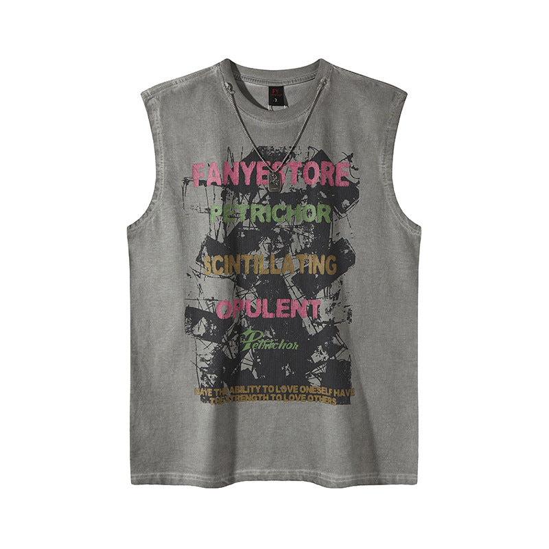 Playful Washed Cotton Vest - Unisex Sleeveless T-Shirt