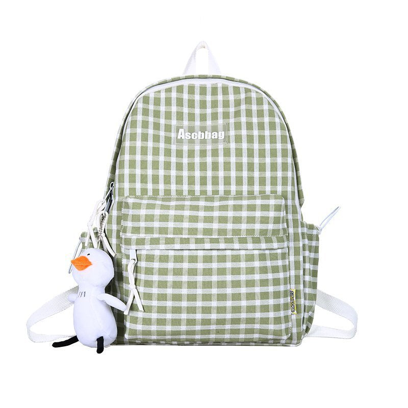 Playful Plaid Canvas Backpack for Harajuku Style