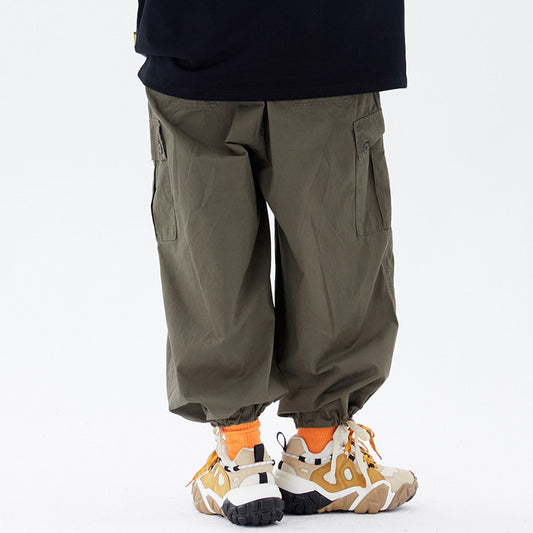 Men's Loose Cuffed Harem Pants - Street Style & Multi-Pockets